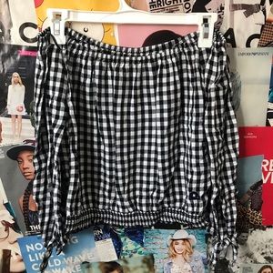 Gingham off the shoulder top